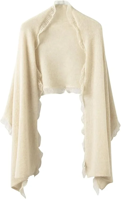 Schal Strickcardigan aus Kaschmir for Damen, einfarbiger Schal mit Frontöffnung, warmer Stola — Heizkleidung