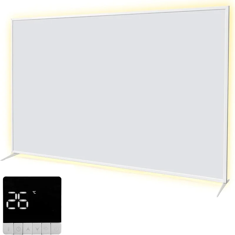 SHX Premium Infrarot Heizung mit WIFI 850W, 9-16 qm, Decken- oder Wandmontage, Standgerät, dimmbare Ambiente Beleuchtung, Fernbedienung, Fenstererkennung, LED Display, Carbon Crystal PET Oberfläche — Heizung Warmepumpe