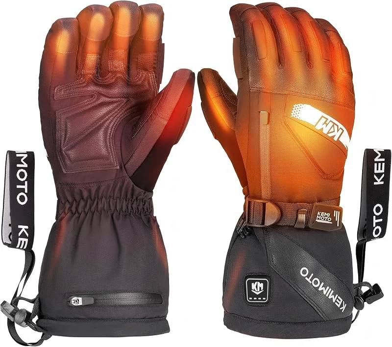 KEMIMOTO Beheizbare Handschuhe, Beheizte Handschuhe für Herren und Damen mit Eva Pad Schutz, Winter Thermohandschuhe 7, 4 V, 2500 mAh, 3 Heizstufen für Skifahren — Heizkleidung