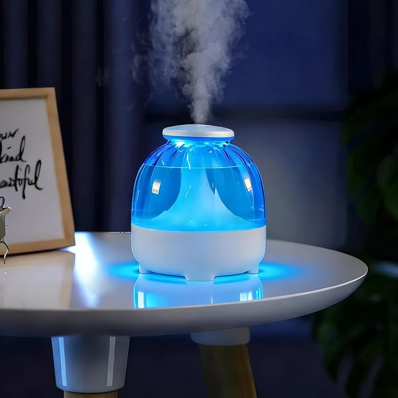 USB-Luftbefeuchter mit 650 ml für das Schlafzimmer, leiser Luftbefeuchter, USB-Luftbefeuchter für Wohnzimmer, Haus, Büro, 2 Nebelmodi, weiße Nachtlichtfunktion