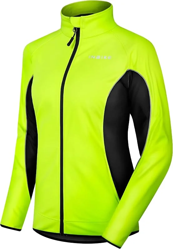 INBIKE Fahrradjacke Damen Winter Thermo Reflektierend Wasserabweisend Winddicht Atmungsaktiv Radjacke Laufjacke WJ802 — Heizkleidung