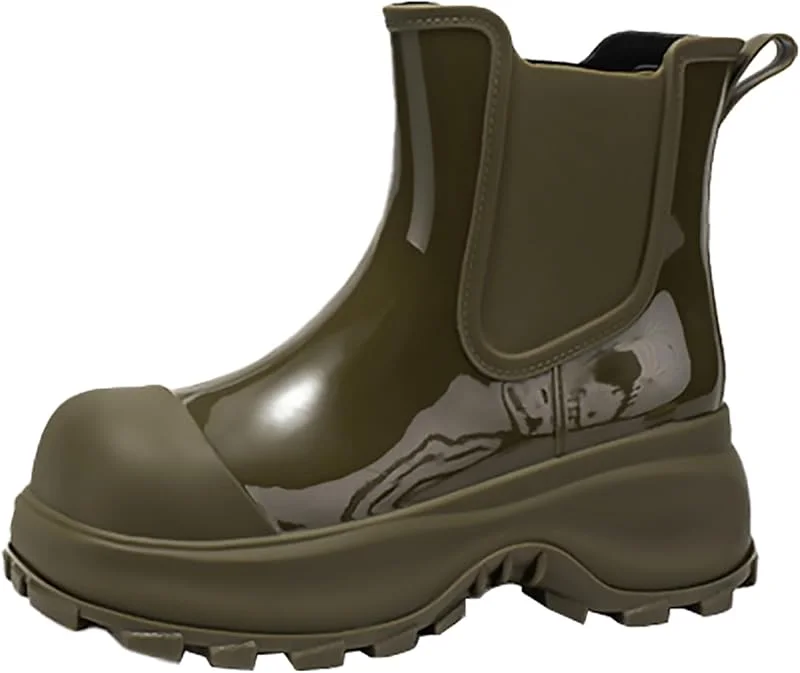 Regenstiefel für Damen, rutschfest, Plattform, Wasserschuhe, kurze Gummistiefel, wasserdicht, Garten, Arbeitsschuhe, Outdoor — Heizkleidung