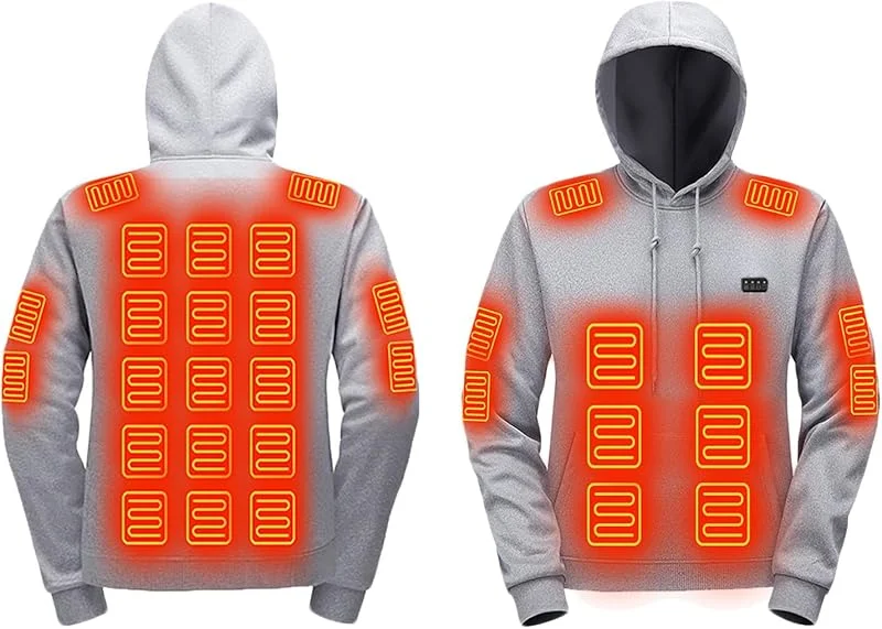 Beheizbare Hoodie Herren Winter Beheizbarer Pullover Warm Kapuzenpullover — Heizkleidung